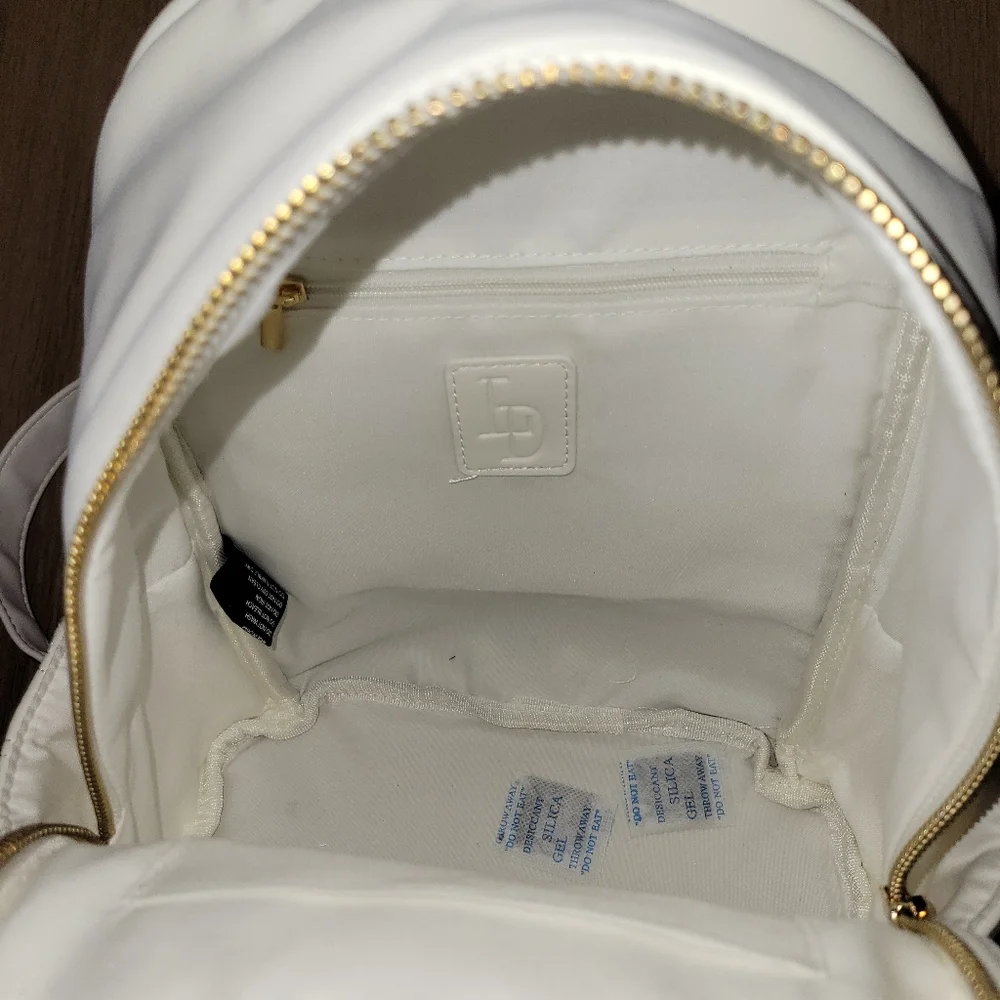 Like Dreams Quilted Stars and Moon Small White Backpack With Pom Pom New